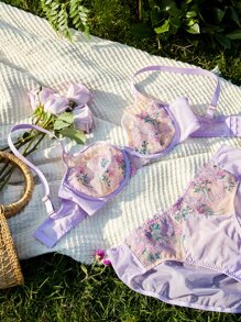 LUVLETTE Plus Lingerie Embroidered Unlined Bra - Mauve Purple - View 7