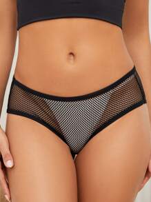 Bragas unicolor de malla transparente - Negro - Ver 4