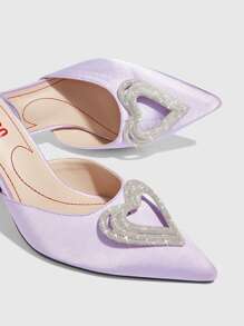 CUCCOO SZL Tacones con diseño de diamante de imitación de satén de punta con tacón delgado tira tobillera - Morado - Ver 4