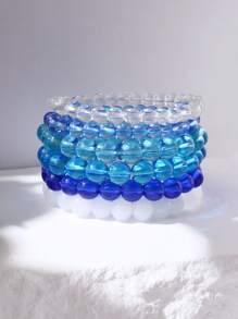 6 chiếc vòng tay đính cườm tối giản - Màu xanh lam - Xem 2