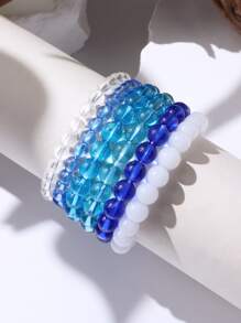 6 chiếc vòng tay đính cườm tối giản - Màu xanh lam - Xem 4