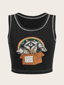 Vincenttrinidadart 动物图案拼接背心，学校 - 黑色 - 查看 1