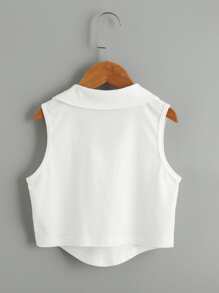 SHEIN Tween Girl Solid Curved Hem Tank Top
