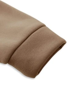 Manfinity EMRG Men Letter Graphic Zip Up Drawstring Thermal Lined Hoodie Without Tee - Khaki - View 4