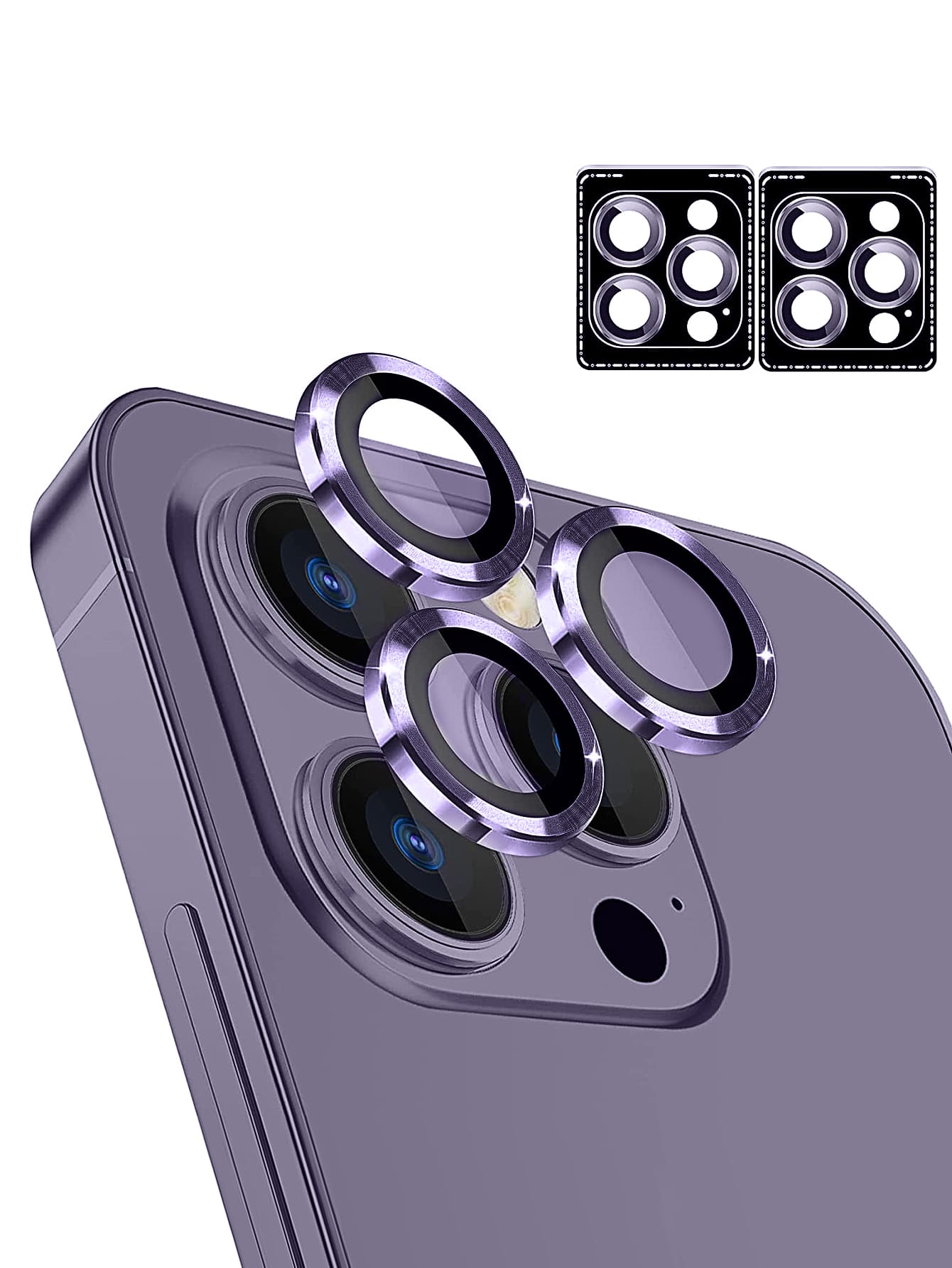 2pcs Plain Phone Lens Film Compatible With iPhone - Purple - View 1