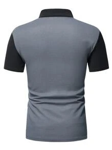 Manfinity Homme Áo thun có cổ Nam Dây kéo Khối Màu Sọc Giải trí - Nhiều màu - Xem 2