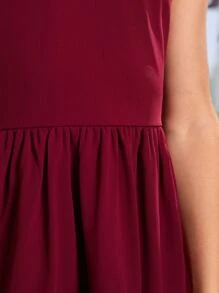 SHEIN Tween Girl High Low Hem Dress - Burgundy - View 3