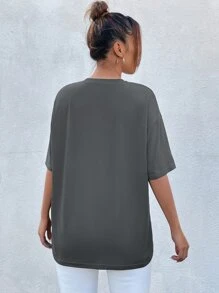 SHEIN Unity Wing & Guitar Graphic Drop Shoulder Tee - Dark Grey - View 2