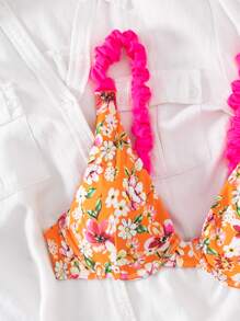 Floral Print Ruched Underwire Bikini Top - Multicolor - View 5