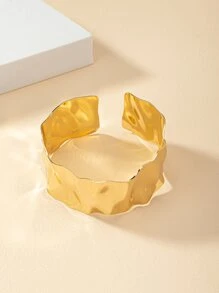 Textured Cuff Bangle - Yellow Gold - View 2