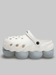 Men Letter Graphic Hollow Out Vented Clogs - Beige - View 2