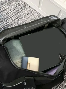 Men Metal Detail Duffel Bag Back To School School Bag Travel Essentials Travel Organizer For Beach Summer Vacation Back To School For Travel Gym Bag For Camping Cruise Essentials For Hiking Back To School For Summer - Black - View 5