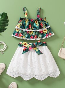 Toddler Girls Tropical Print Cami Top & Schiffy Skirt - Multicolor - View 1