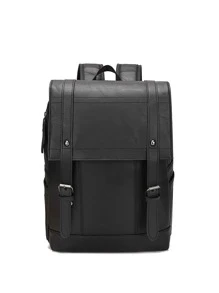 Men Studded Decor Satchel Backpack - Black - View 4