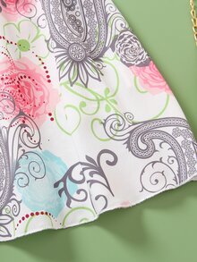 小女童花和佩斯利圖案吊帶洋裝