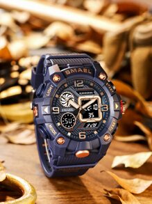 SMAEL 1 pieza reloj deportivo con pantalla dual para hombre - Azul - Ver 1