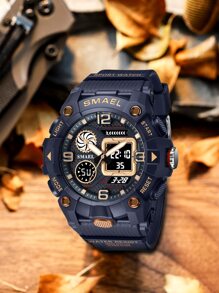 SMAEL 1 pieza reloj deportivo con pantalla dual para hombre - Azul - Ver 2