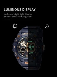 SMAEL 1 pieza reloj deportivo con pantalla dual para hombre - Azul - Ver 4