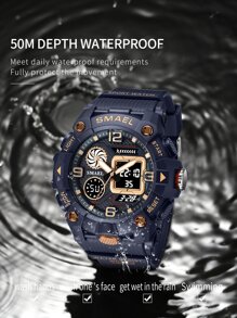 SMAEL 1 pieza reloj deportivo con pantalla dual para hombre - Azul - Ver 6