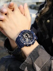 SMAEL 1 pieza reloj deportivo con pantalla dual para hombre - Azul - Ver 7