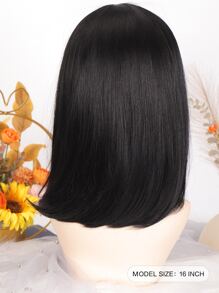 Short Straight Bob Wigs With Bangs Black Natural Synthetic Hair For Women Daily Cosplay Heat Resistant Fiber