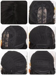 Short Straight Bob Wigs With Bangs Black Natural Synthetic Hair For Women Daily Cosplay Heat Resistant Fiber