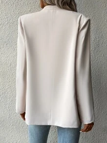 SHEIN LUNE 秋冬纯色前开式西装外套 - 杏色 - 查看 2