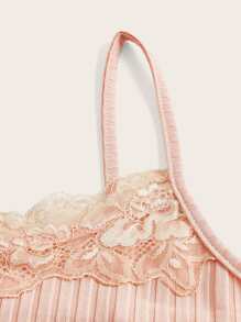 ROMWE 蕾絲拼接吊帶上衣 - 珊瑚粉 - 查看 3