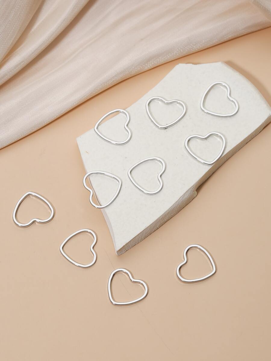 10入組心形DIY首飾配件 - 銀色 - 查看 1