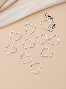 10入組心形DIY首飾配件 - 銀色 - 查看 3