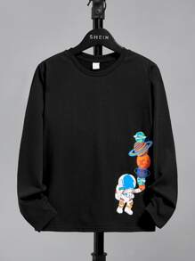 SHEIN Boys Cartoon Graphic Tee - Black - View 1