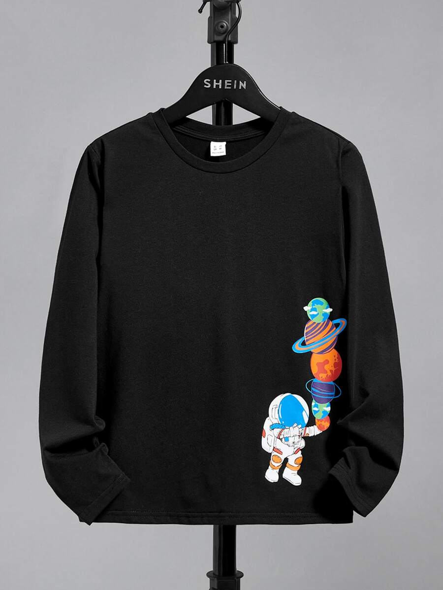 SHEIN Boys Cartoon Graphic Tee - Black - View 1