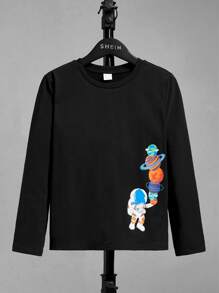 SHEIN Boys Cartoon Graphic Tee - Black - View 4