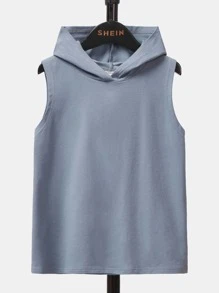 SHEIN Tanks Bé Trai Lá thư Giải trí - Màu xanh bụi bặm - Xem 2