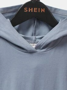 SHEIN Tanks Bé Trai Lá thư Giải trí - Màu xanh bụi bặm - Xem 4