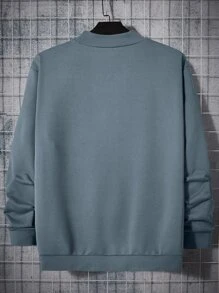 EASEVO Men Plus Slogan Graphic Mock Neck Sweatshirt - Dusty Blue - View 2