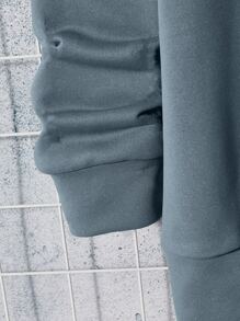 EASEVO Men Plus Slogan Graphic Mock Neck Sweatshirt - Dusty Blue - View 3