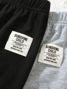 Baby 2pcs Letter Patched Detail Joggers - Multicolor - View 4