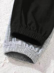 Baby 2pcs Letter Patched Detail Joggers - Multicolor - View 5