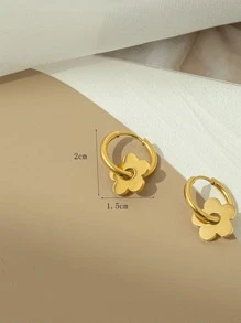 1 par de pendientes de flor de 5 pétalos de acero inoxidable de lujo, regalo para días festivos