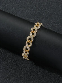 Hombres Pulsera con diseño de diamante de imitación - Amarillo Oro - Ver 2