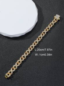 Hombres Pulsera con diseño de diamante de imitación - Amarillo Oro - Ver 4