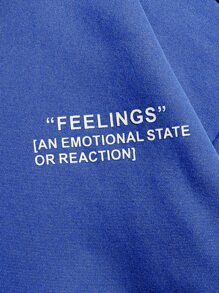 GENTILAND Men Slogan Graphic Drop Shoulder Thermal Hoodie - Blue - View 3