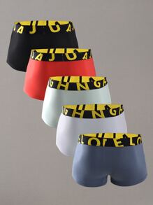 Men 5pcs Letter Graphic Boxer Brief - Multicolor - View 2