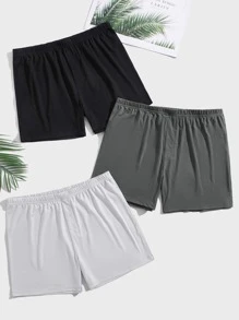 Men 3pcs Solid Elastic Waist Boxer Brief - Multicolor - View 1