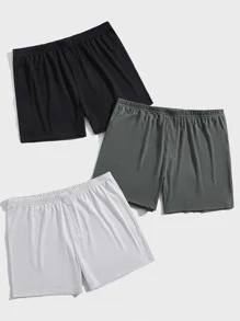 Men 3pcs Solid Elastic Waist Boxer Brief - Multicolor - View 3