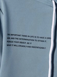 Manfinity RebelGame Men Slogan Graphic Kangaroo Pocket Drawstring Hoodie - Dusty Blue - View 4