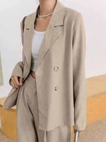 DAZY Cổ áo Áo vest & Xếp nếp Quần được thiết kế riêng - Màu be - Xem 4