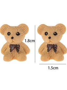 Cartoon Bear Stud Earrings - Beige - View 3
