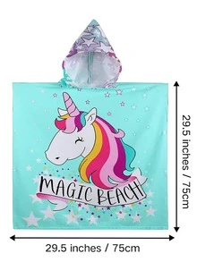 1pc Star & Unicorn Pattern Hooded Kids Bath Towel